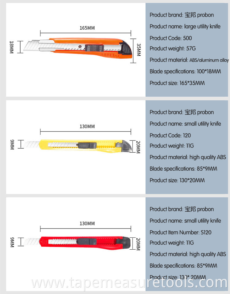 Factory direct sales size 9mm18mm heavy self-locking utility knife planted paper knife wallpaper knife